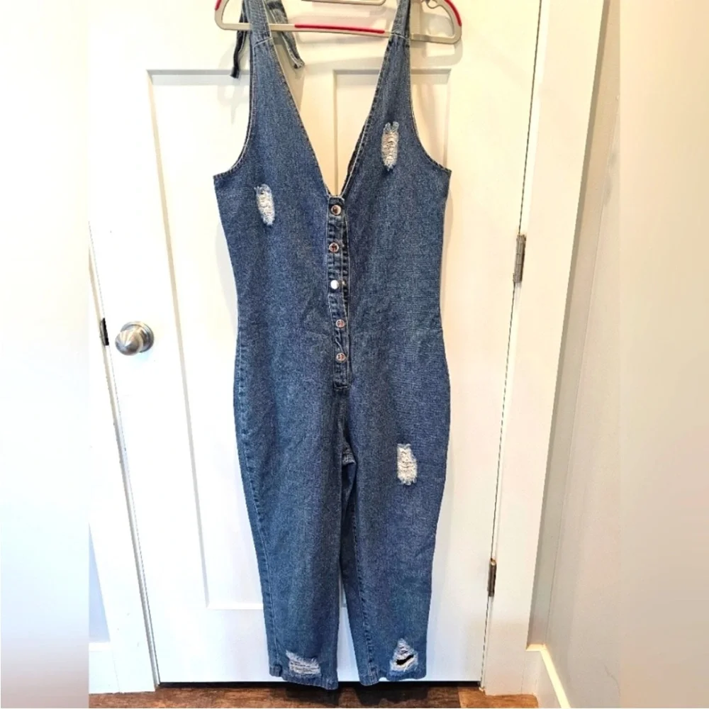 PrettyLittleThing Blue Denim Fabric - Picture 1 of 8